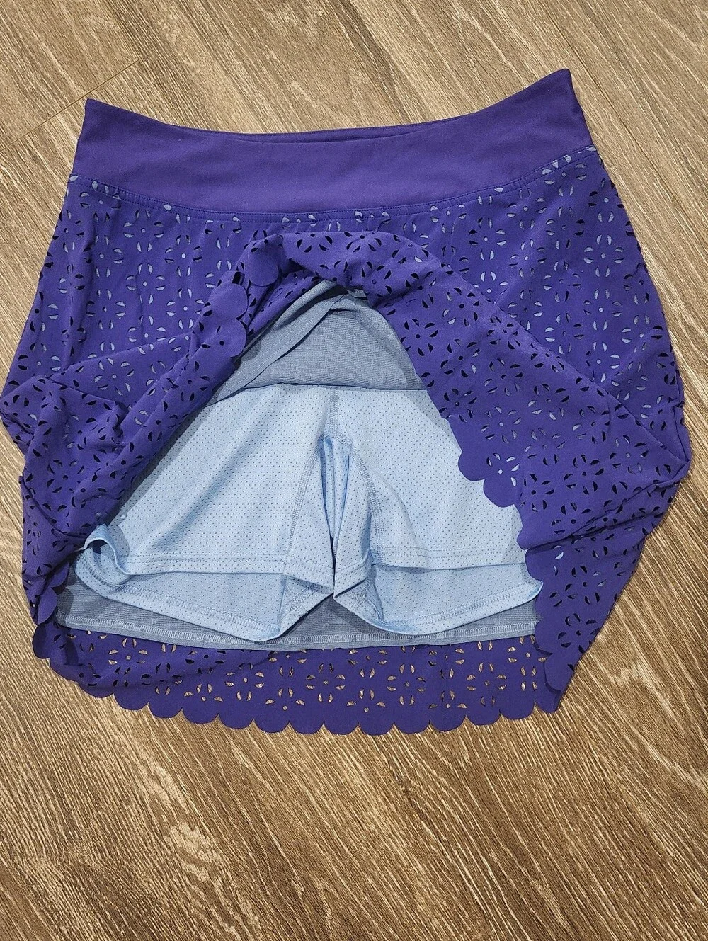 Title Nine Moisture Wicking Nimblene Skort With Lasercut Detail Purple And Blue - Picture 4 of 7